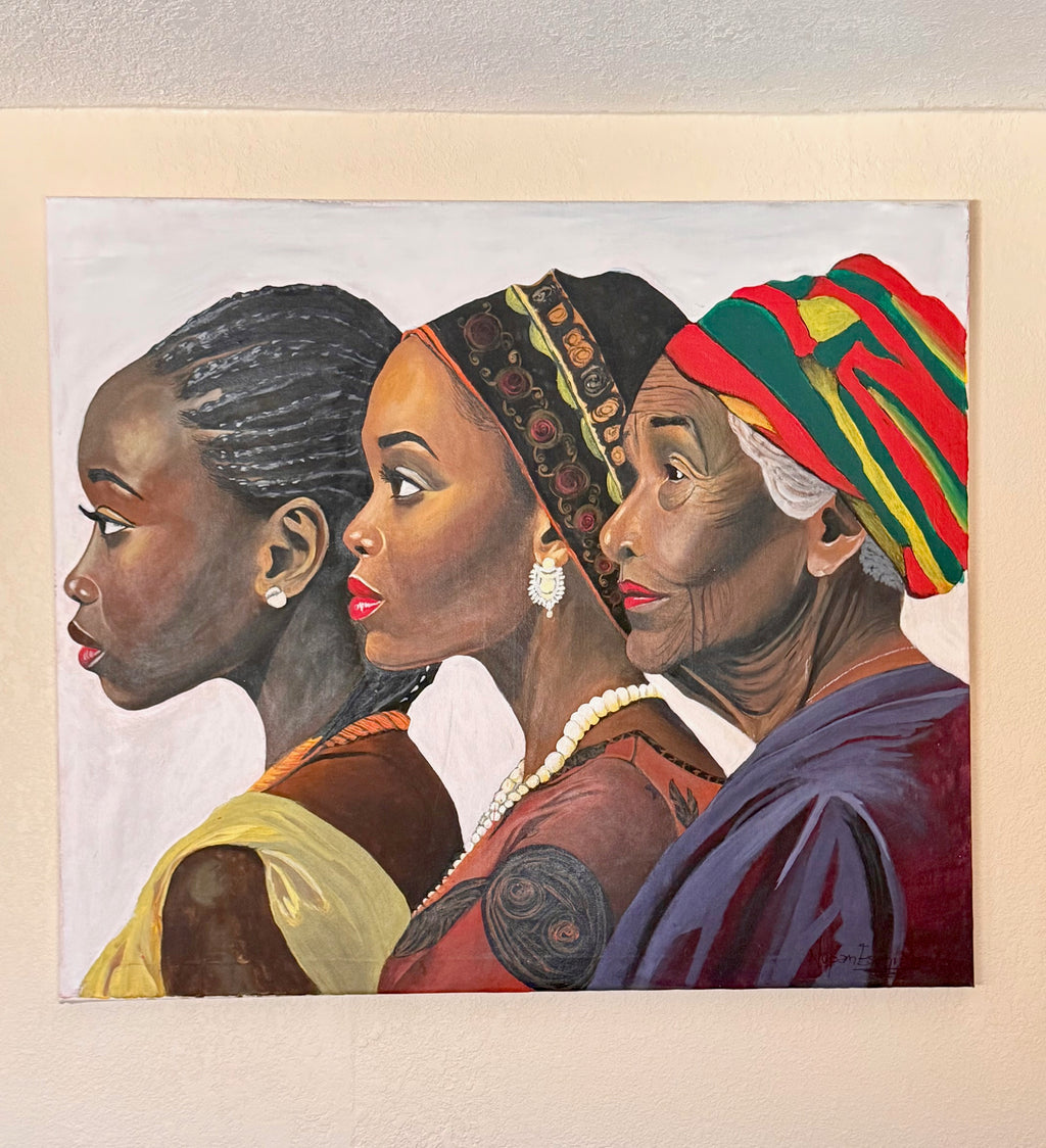 Generations ~ Nigeria, West Africa. Artist ~ Nupam. Acrylic on Canvas, 35"x40"