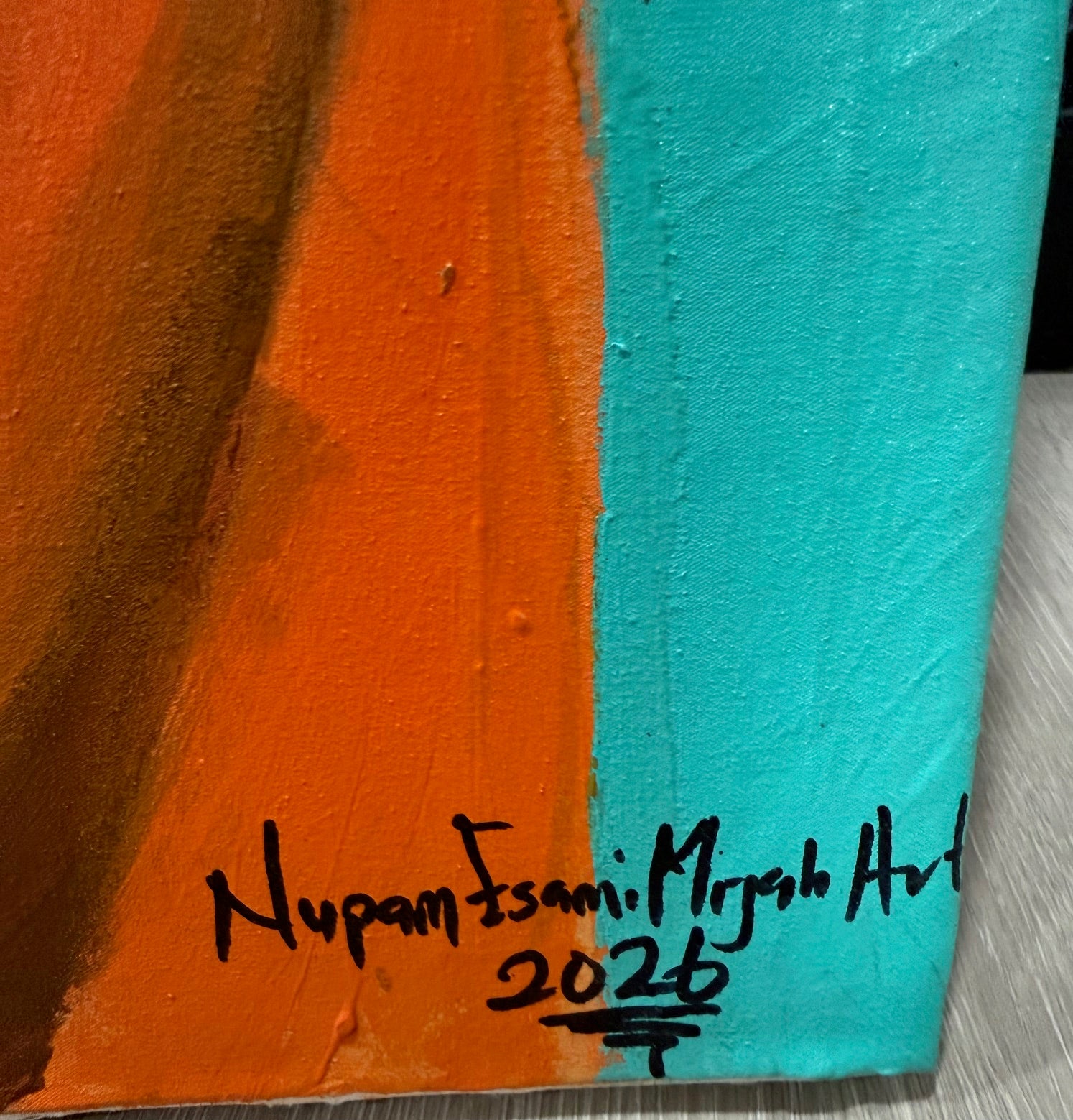 Veiled in Wisdom~ Nigeria, West Africa.  Artist ~ Nupam. Original Acrylic on Canvas. Size 26"x36"