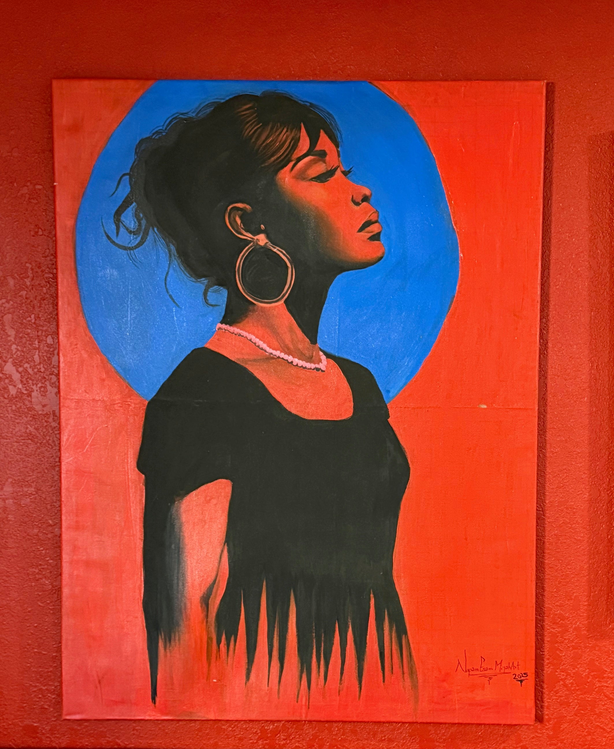 The Awakening Artist, Self-portrait. Nigeria, West Africa. Artist, Nupam. Original Acrylic on Canvas